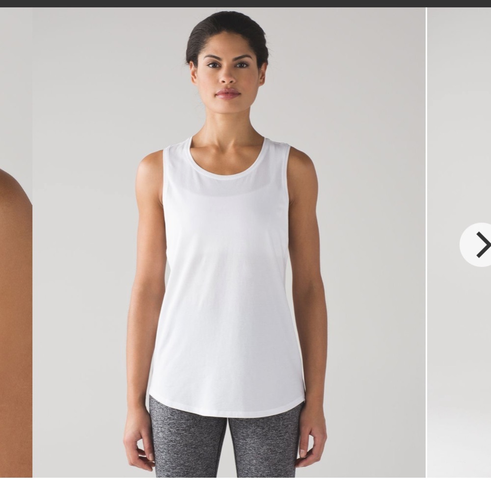 Lululemon sz 6 (?) White Muscle Tank Singlet sleeveless comfy roomy fit cotton
